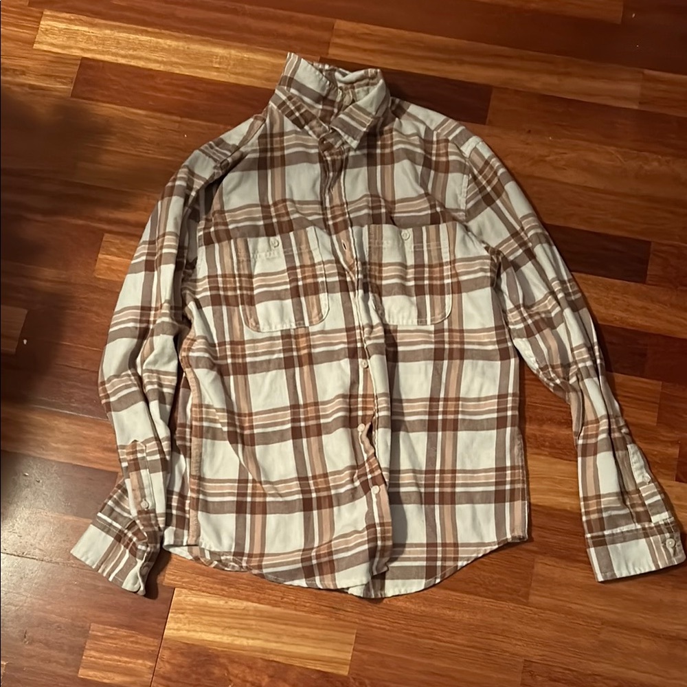 Men's Brown Plaid Shirt